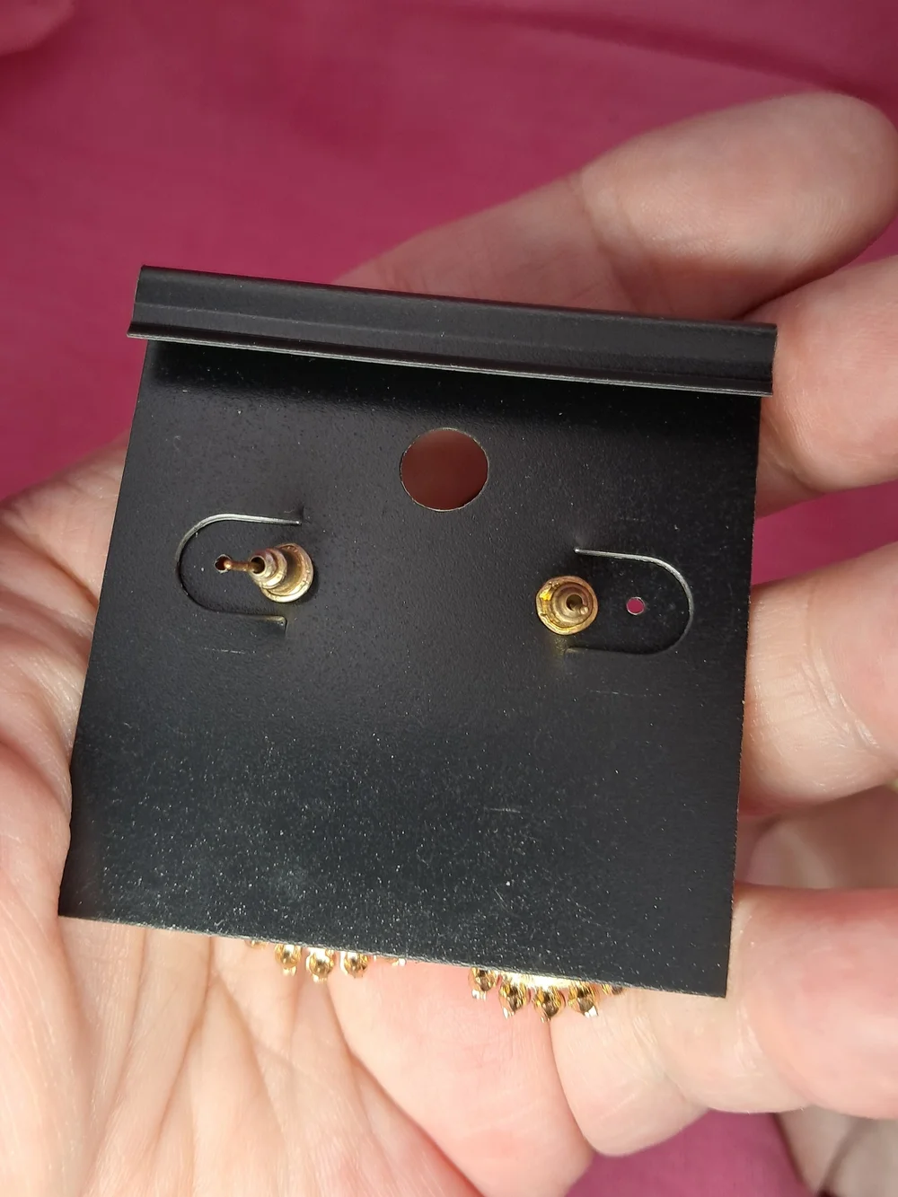 NWT Saks Fifth Avenue Pink Rhinestone Drop Earrings (Goldtone)